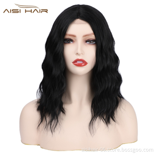 Aisi Hair Wholesale For Women Ombre Pre Plucked Deep Wave Heat Resistant Short Bob Cut Wigs Lace Front Synthetic